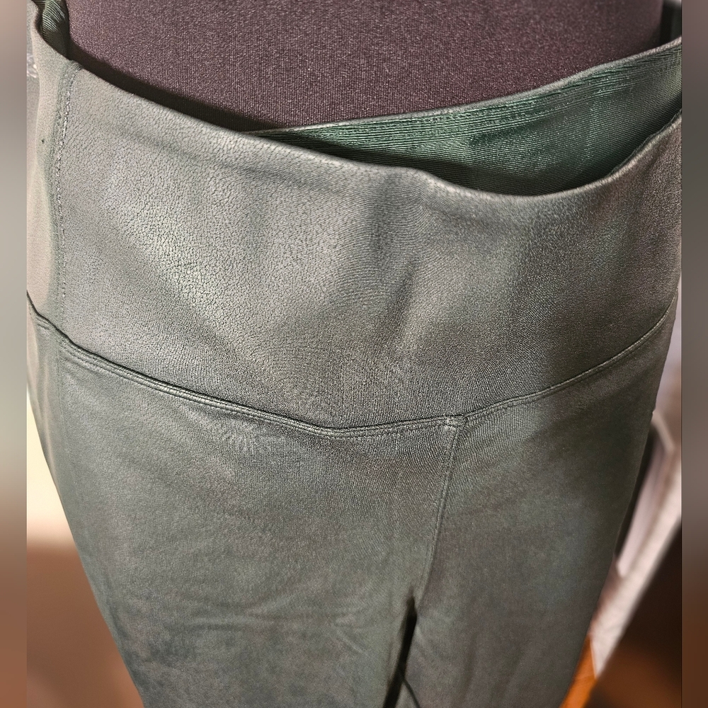 ATHLETA High-Waisted Forest Green Suede-Look Leggings